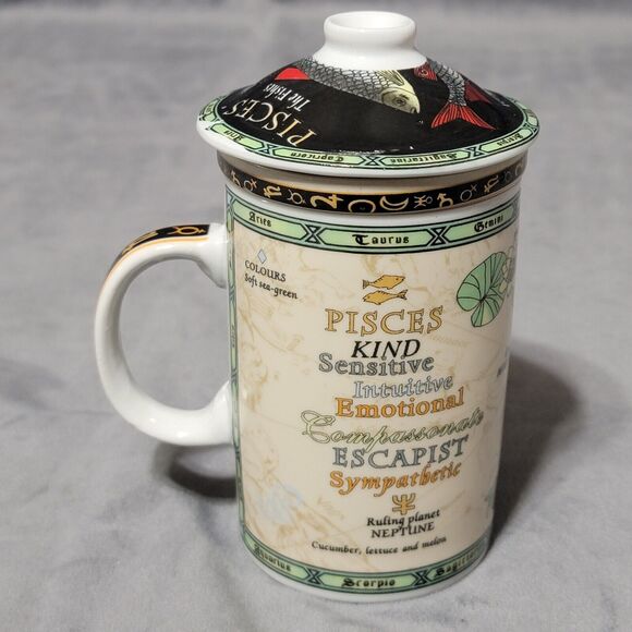 Pisces Zodiac Mug, Infuser & Lid - Picture 2 of 15